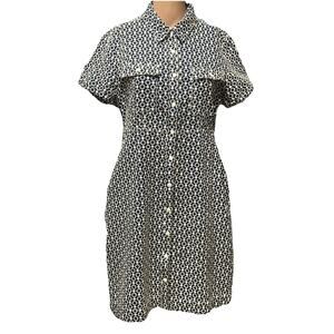 Uncle Frank Button Down Blue White Floral Print Dress Women’s SZ S